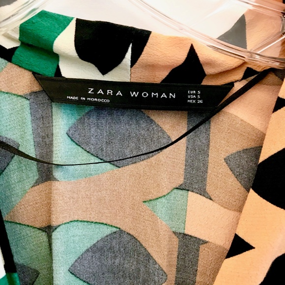 ZARA Printed Draped Kaftan Dress Safari Geo Kimono - Picture 7 of 8